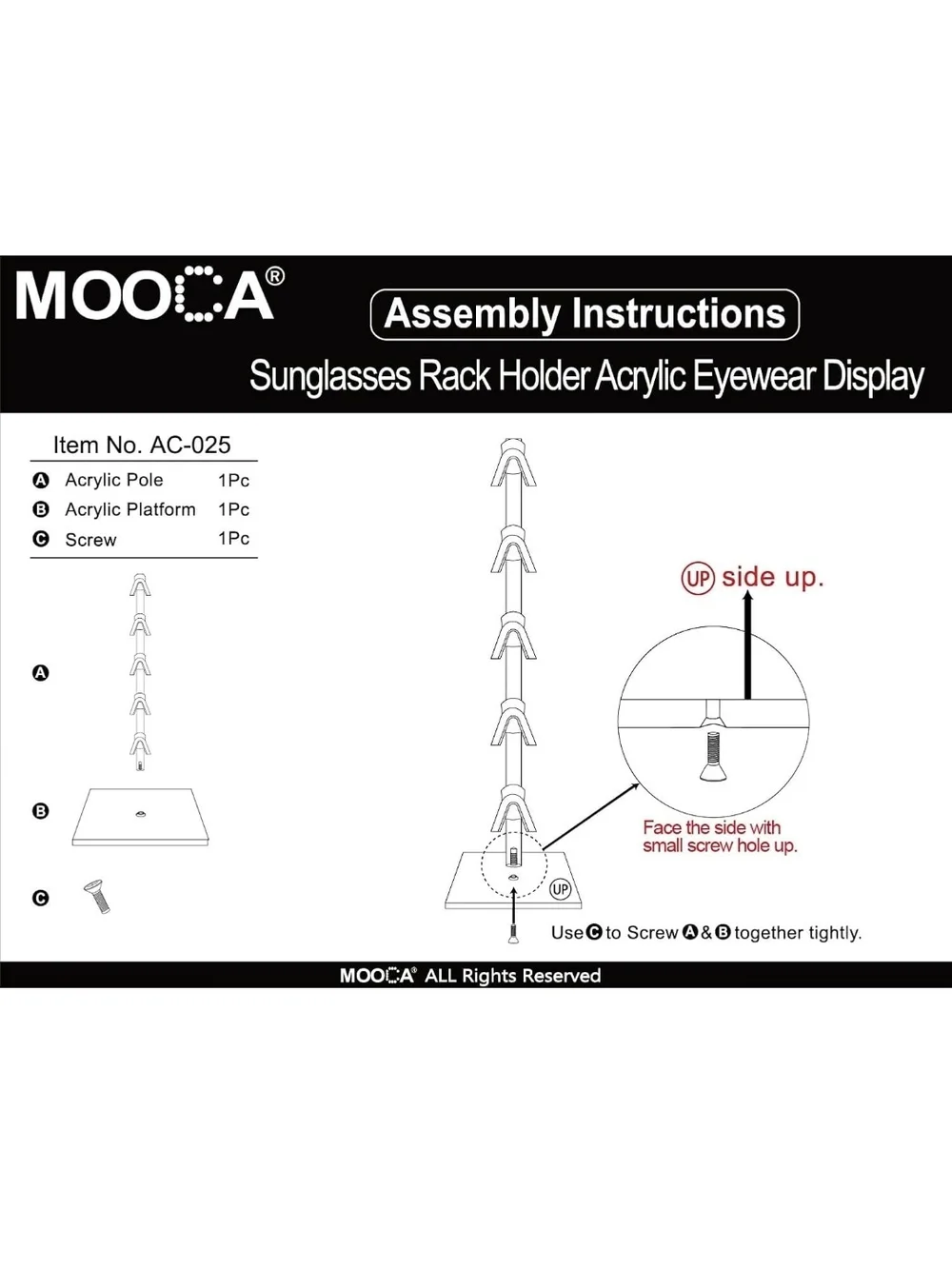 NEW Mooca Clear 5-Tier Acrylic Stand For Glasses Sunglasses Home Sz 14